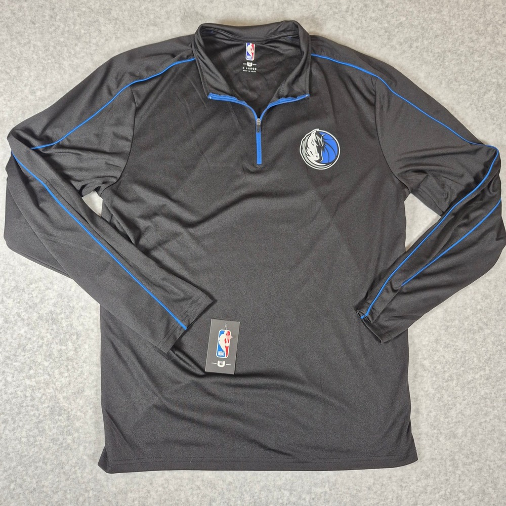 NBA Dallas Mavericks Pullover Mens XL Black 1/4 Zip Long Sleeve Mavs Logo NWT